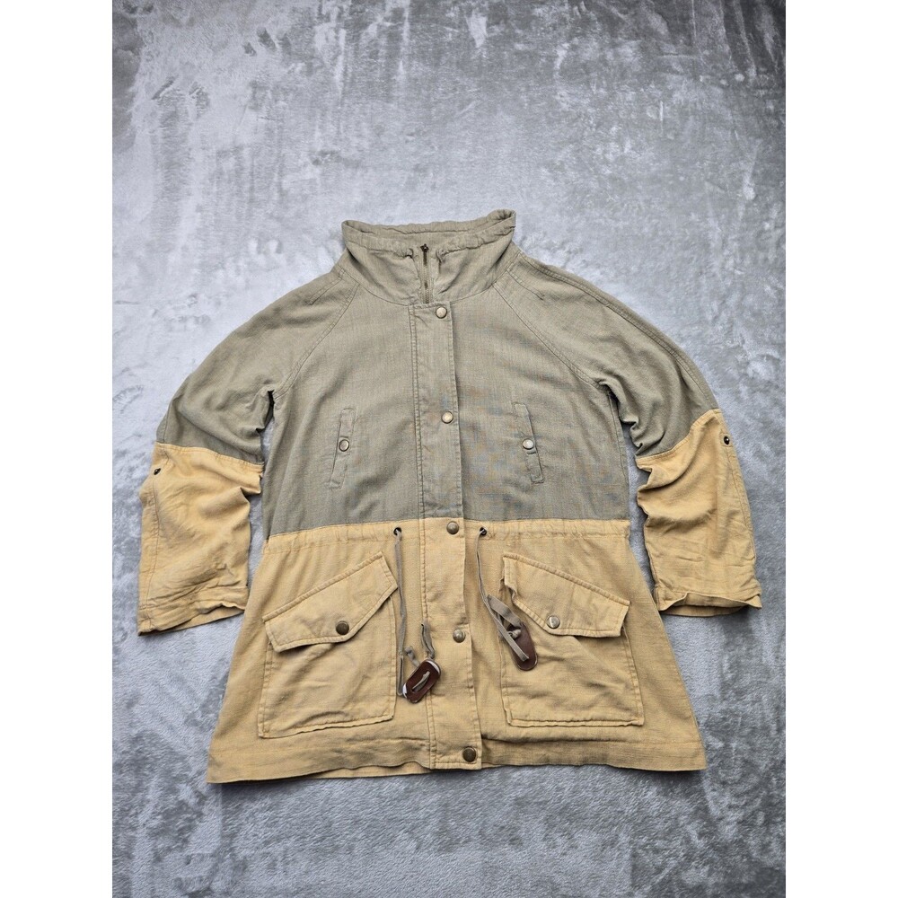 Blu Pepper Jacket 45% Linen And Cotton Medium Rollable Sleeves Yellow And Vreen